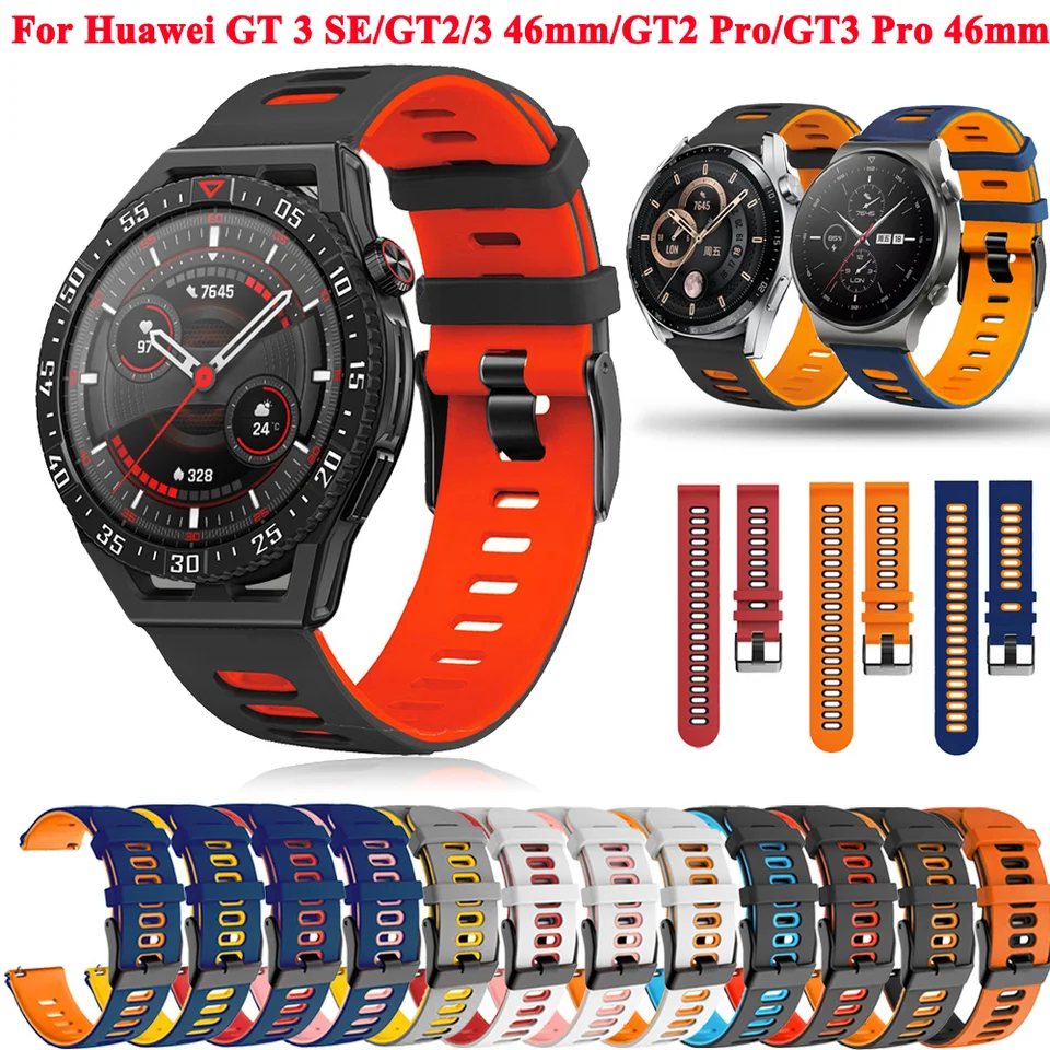 22mm Silikone Watch Rapat Rain pre Huawei GT3 SE GT2 GT 3 Pro 46 mm pásová náhrada Huawei GT3 SE/GT Runner Smartwatch Náramok Smartwatch