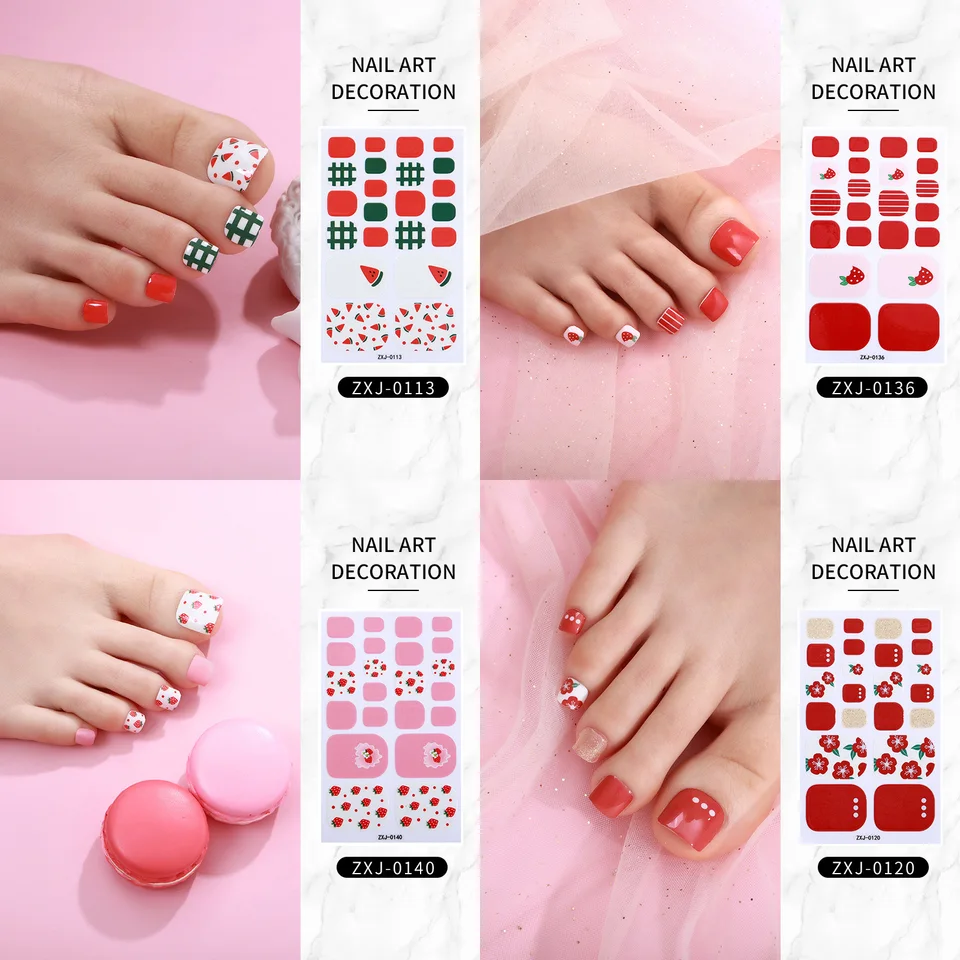 22TIPS vodotesné letné nohavice na nohách manikúra gél Watermelon Strawberry Nail Art Wraps DIY Foot Beauty Decoration Decals