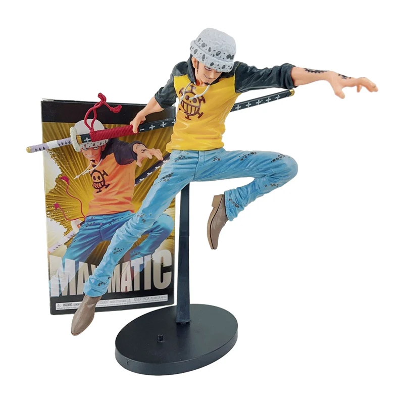 23 cm Jeden kus anime figúrky Trafalgar Law Action figurs PVC Anime Periférne kolekcie Model Doll Doll Doll Hračky k narodeninám darček