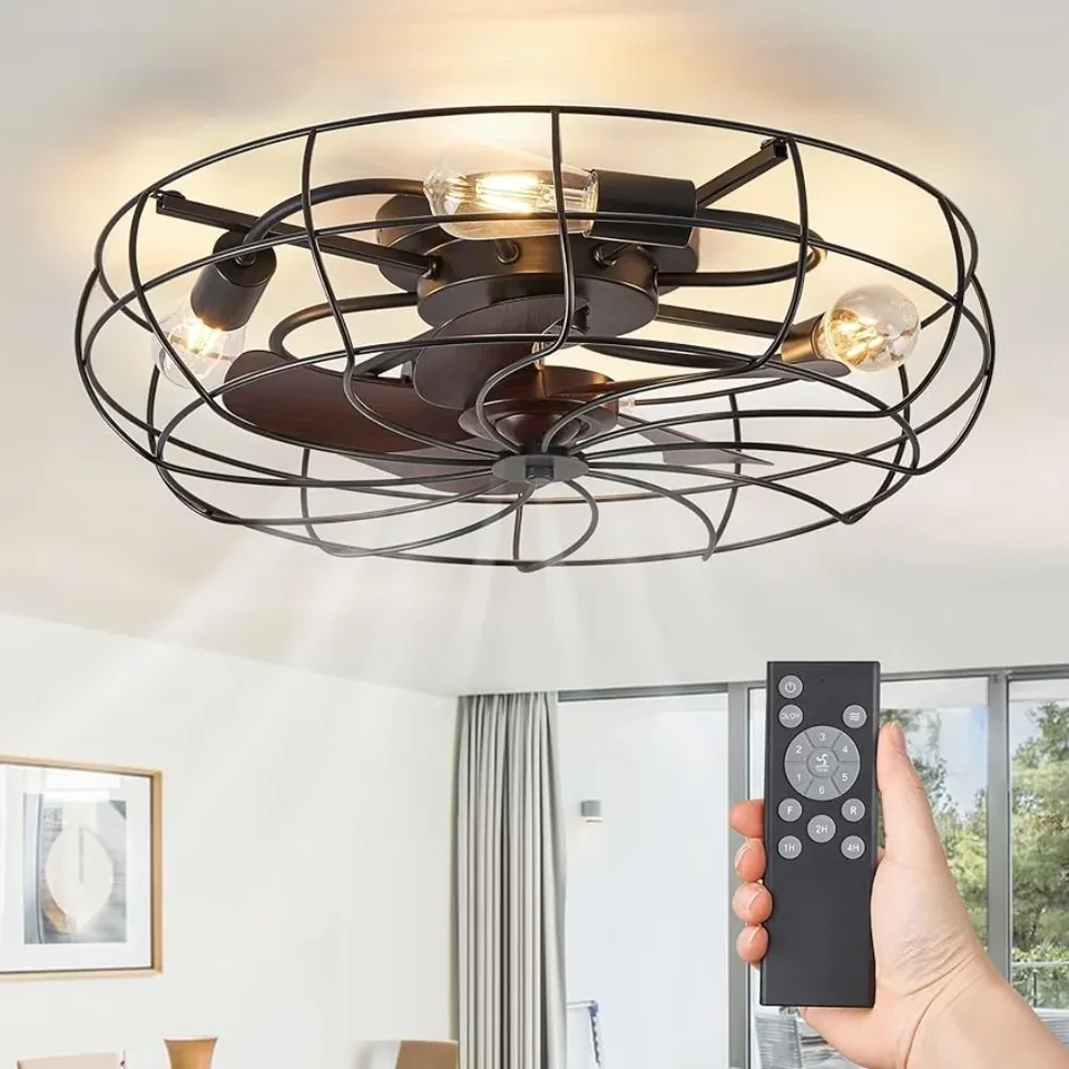 23 -palcový stropný ventilátor klietky s ľahkým, vložený stropný ventilátor s nízkym profilom s diaľkovým ovládaním, žiadny stropný ventilátor listov v statku