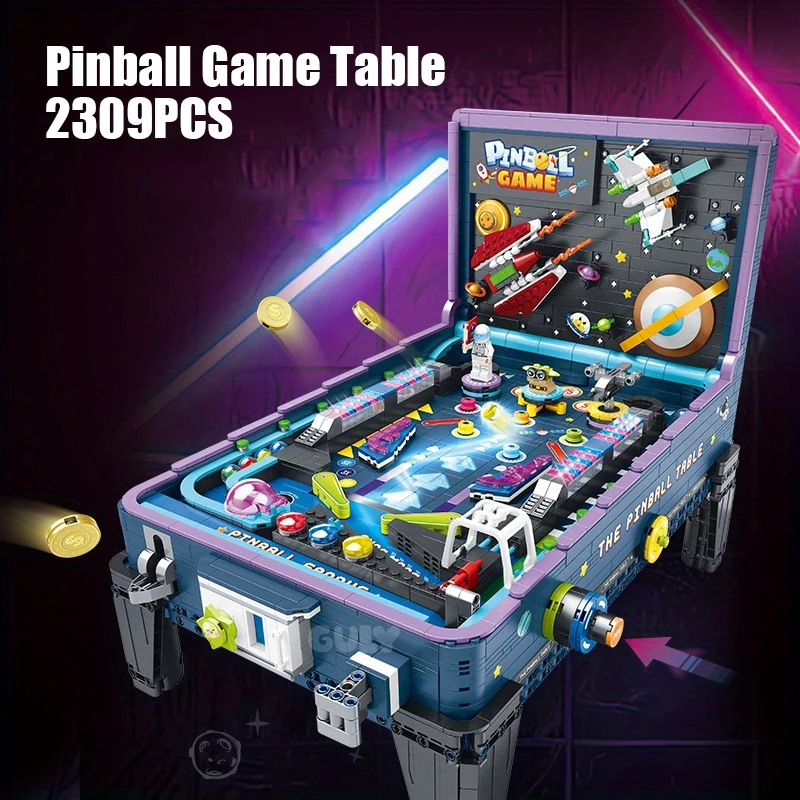 2309ks Pinball Game Table Building Blocks Hračky Zhromaždenie stolových hier Model tehly kreatívne narodeninové darčeky pre dospelých detí