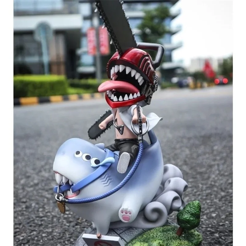 23cm Chainsaw Man Deni jazdí na žraloku roztomilé anime akčné figúrku PVC Model Socha Ozdob Zbierka Doll Figurín pre deti darčeky