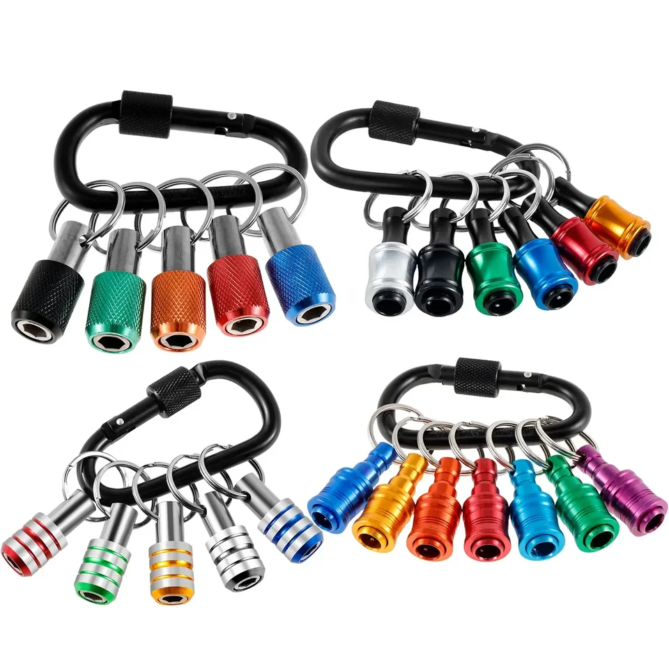 23ps 1/4 palca hex hexová držiak na skrutkovač bit držiak hliníkovú zliatinu držiaka na bit keychain s predlžovacou lištou držiaka v karabíne