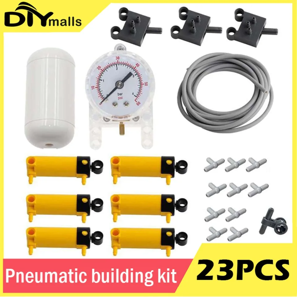23ps MOC pneumatické diely Technická hadica vzduchová čerpadlo Push Rod Pitter Switch Piest s Legoeds 9641 47225 61904 42043