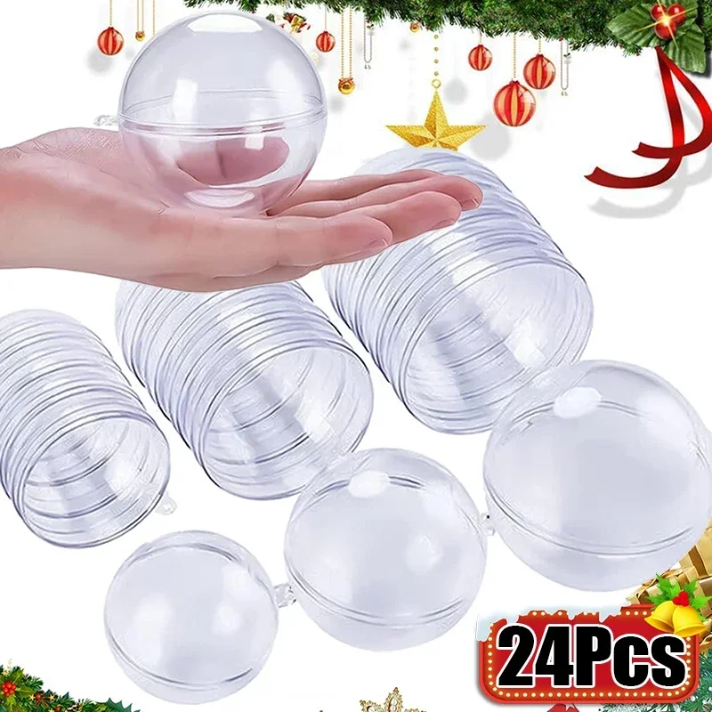 24/11ks DIY priehľadné duté loptičky vianočné plastové gule Plnible Bauble vianočné stromy zavesené ozdoby Domáci darček