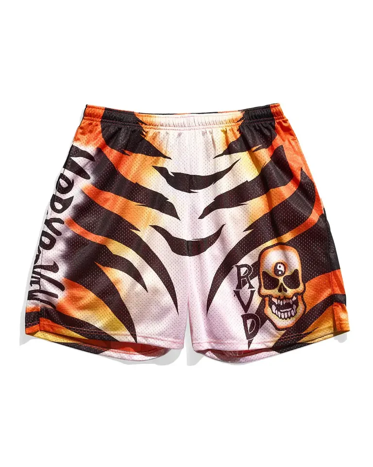 24/25 RVD Tiger Skull Retro basketbalové šortky pre mužov Ženy Pohodlné priedušné rýchle vysunutie vonkajšieho plážového neformálnych šortiek