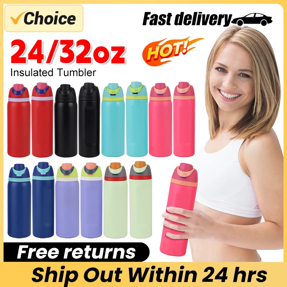 24/32oz Thermos Cup Dvojrstvová z nehrdzavejúcej ocele Váku Vákuové fleky Izolované šálky bez poháriky športovej vody Fľaša na vodu