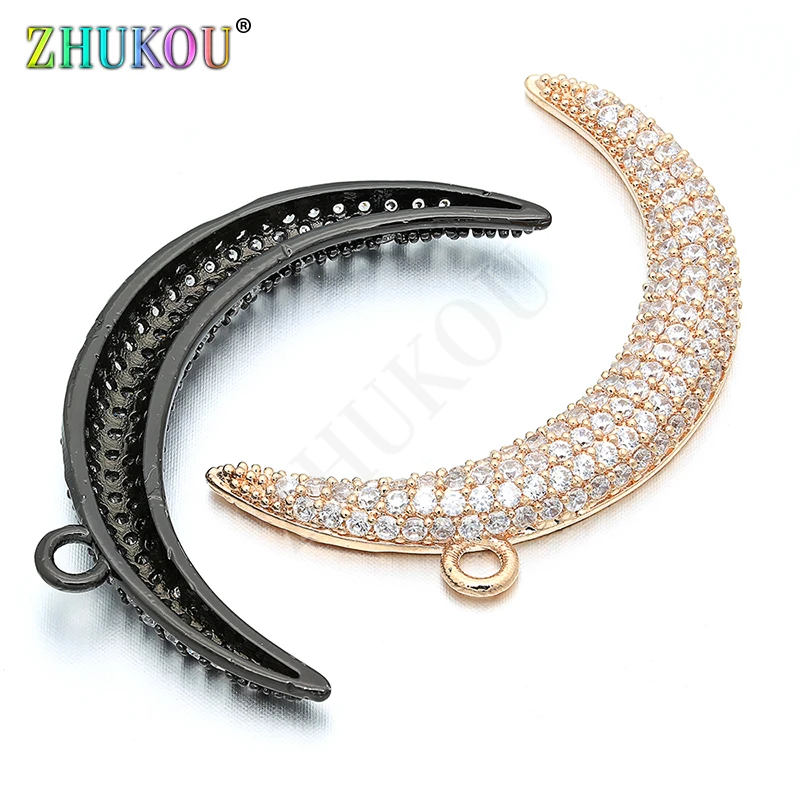 24*39 mm mosadzné kubické zirkónia mesačné kúzla prívesky DIY Dámske náhrdelník Prívesok šperky na šperky, nálezy, model: VD69