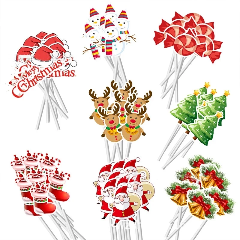 24/48ks karikatúra vianočný koláč Topper Santa Claus Vianoce Tree Cupcake Topper na Nový rok na večierok vianočné torty dekorácia Noel Navidad