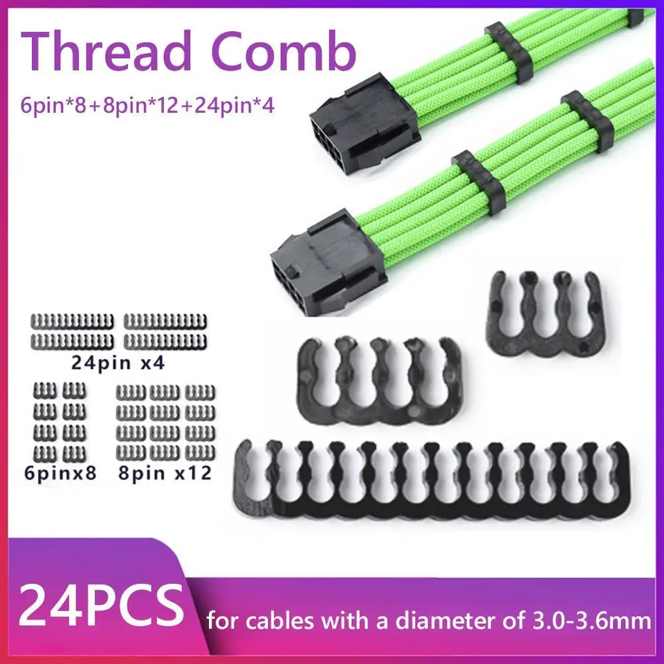 24-72ks PC Kábel Comb Comb Comb Combin 24pin 8pin 6pin 6pin PC PC PC PACK AKRYLIC AKRYLI PRE 3,0-3,6 mm počítačové káble kábly