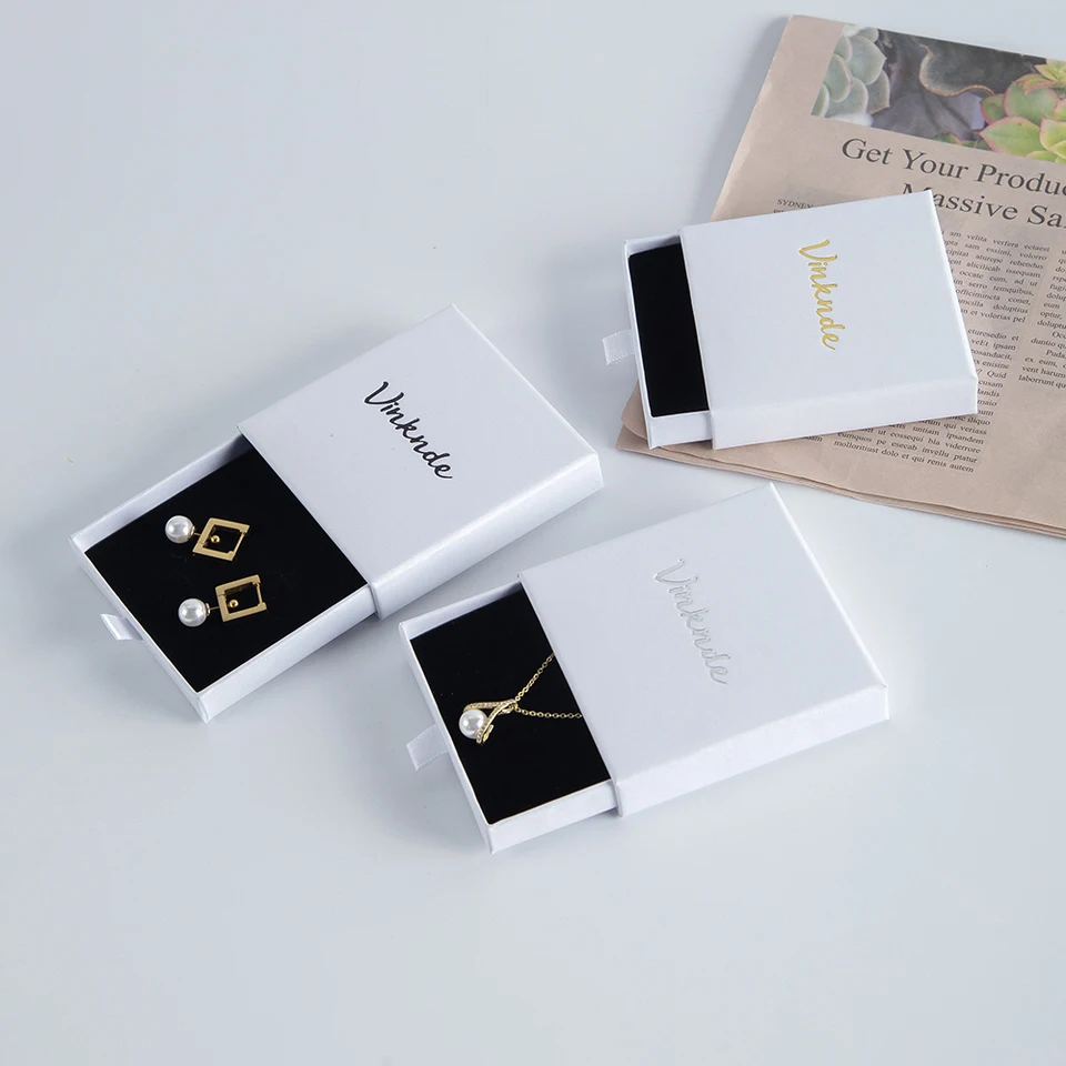 24-balené hromadné hrubé kraft papierové zásuvky šperky na šperky Balenie Custom Logo Ring Náhrať náramky náušnice Dar