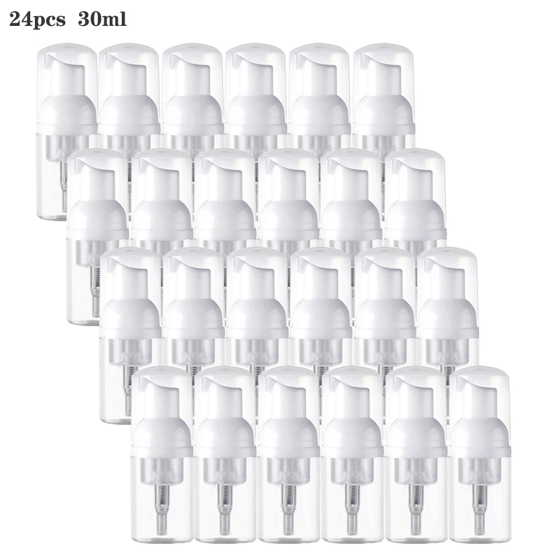 24 balení 30 ml penový dávkovač fľaša plastový doplňuje prenosné prenosné mini penové fľašové penové mydlové fľaše na čerpadlo