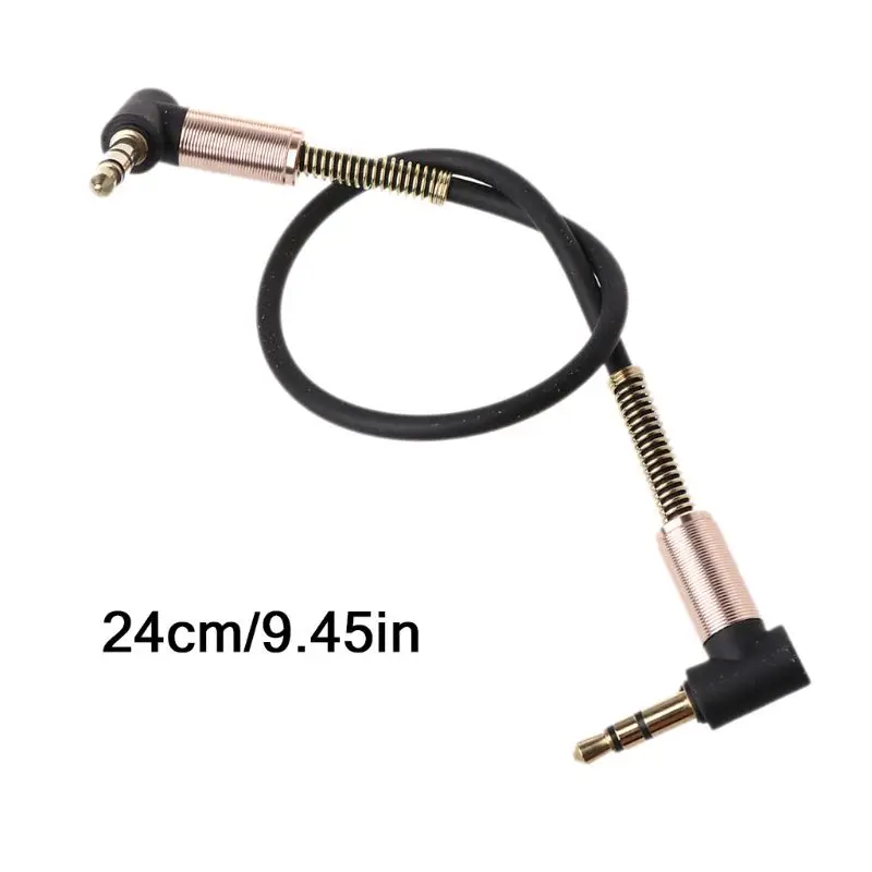 24 cm Dual 90 stupňov nylon 3,5 mm až 3,5 mm audio kábel Male Jack