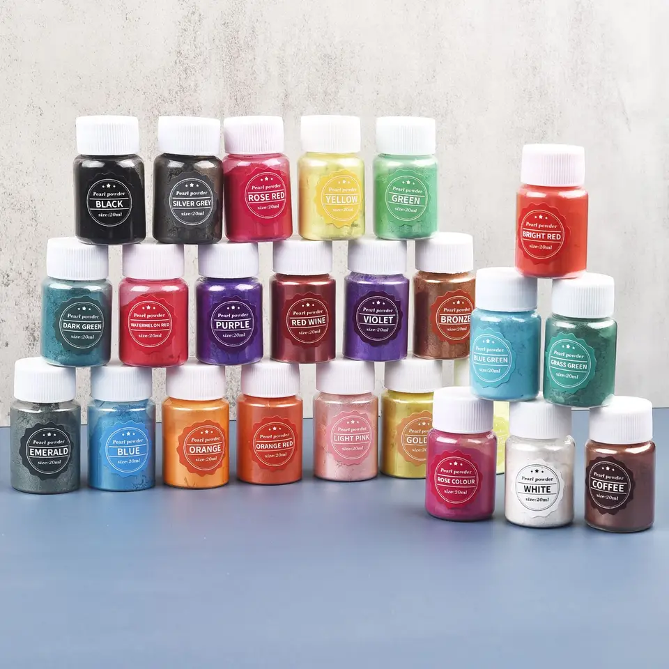24 Coloers 10G Pearl Powder UV Epoxy živice farbivo sľudy práškový pigment nechtový pigment plnivo pre živice šperky výroby DIY remeslá
