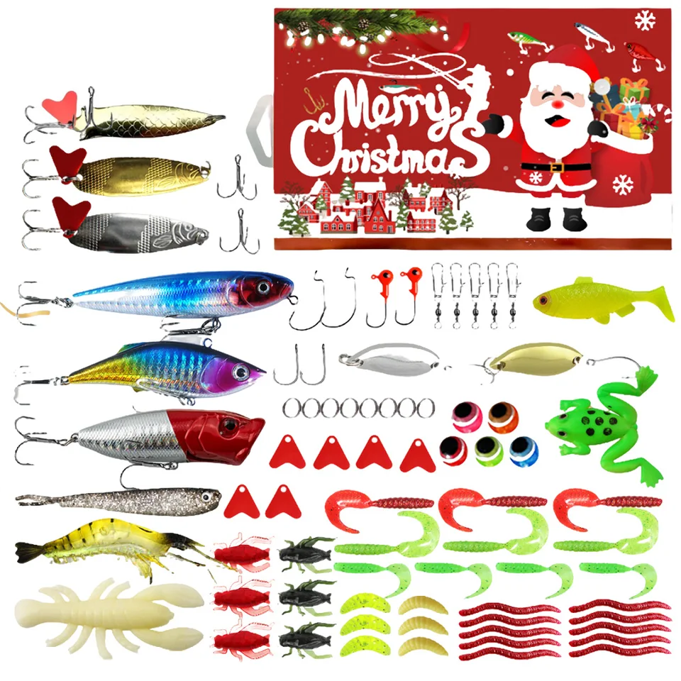 24 -dňové rybárske návnady stanovené adventný kalendár 24ks rybárske náradie vianočné odpočítavanie kalendár vianočné darčeky pre milovníkov rybolovu
