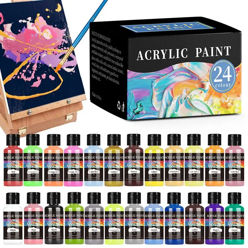 24 Farby nastavené akrylové farby DIY maľba sfarbenie pigmentov pre textilné oblečenie topánky Maľba maľba nepremokavých akrylových farieb