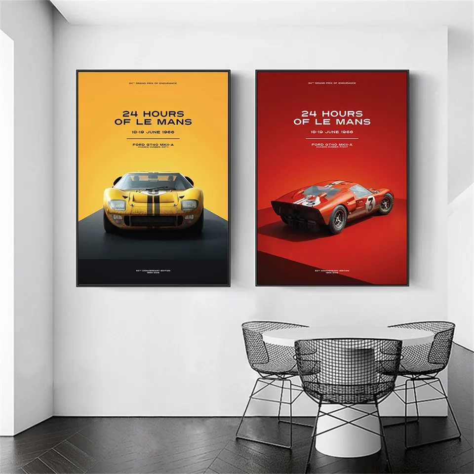 24 hodín Le Mans Ford GT40 MKII-A RACING CAR TLAČ Tlač maľba, domáca výzdoba, nástenné umenie Obrázok pre obývaciu izbu