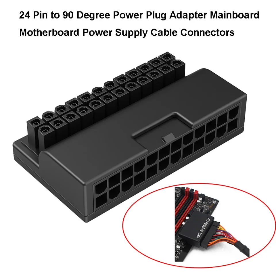 24 -kolík až 90 stupňov ATX Desktop napájací adaptér doska napájací kábel Káblové konektory napájací adaptér Testovací modul