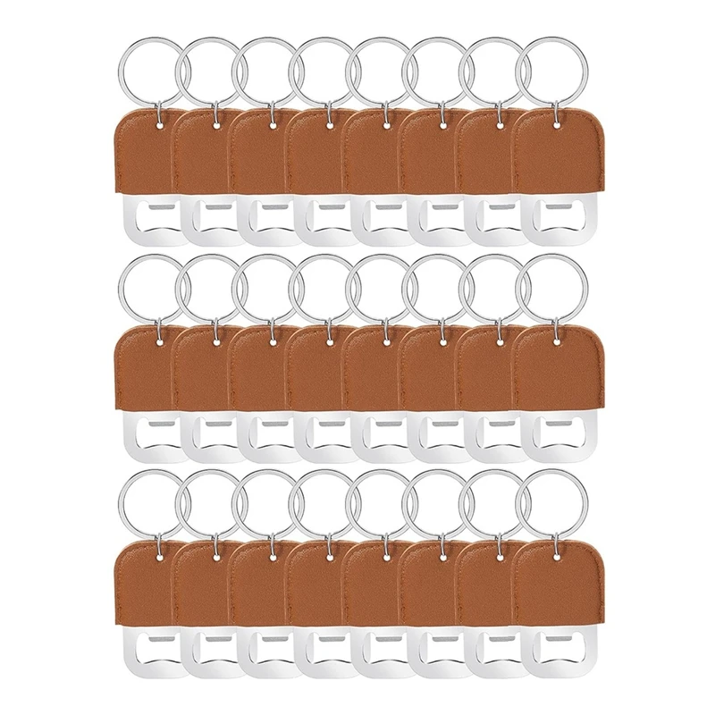 24 ks farbivom kožený otvárač fľaše Keychain Sublimation pivo oceľový otvárač fľaše PU Leather Keychain