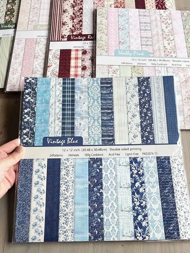 24 listov s 12x12inch vintage kvetinový dizajn obojstranná tlač Ťažký kartón Scrapbooking Junk Journal Patined Paper Paper Paper