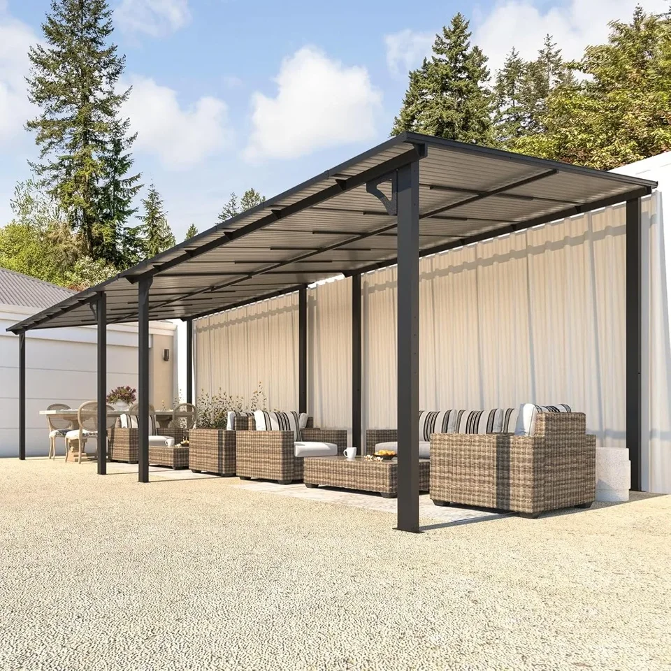24 'x 10' Pavilón terasy, veľká stena namontovaná na hardtopu Svahing Pavilion, paluba slnečno terasy slnečnice, záhrada, záhrada