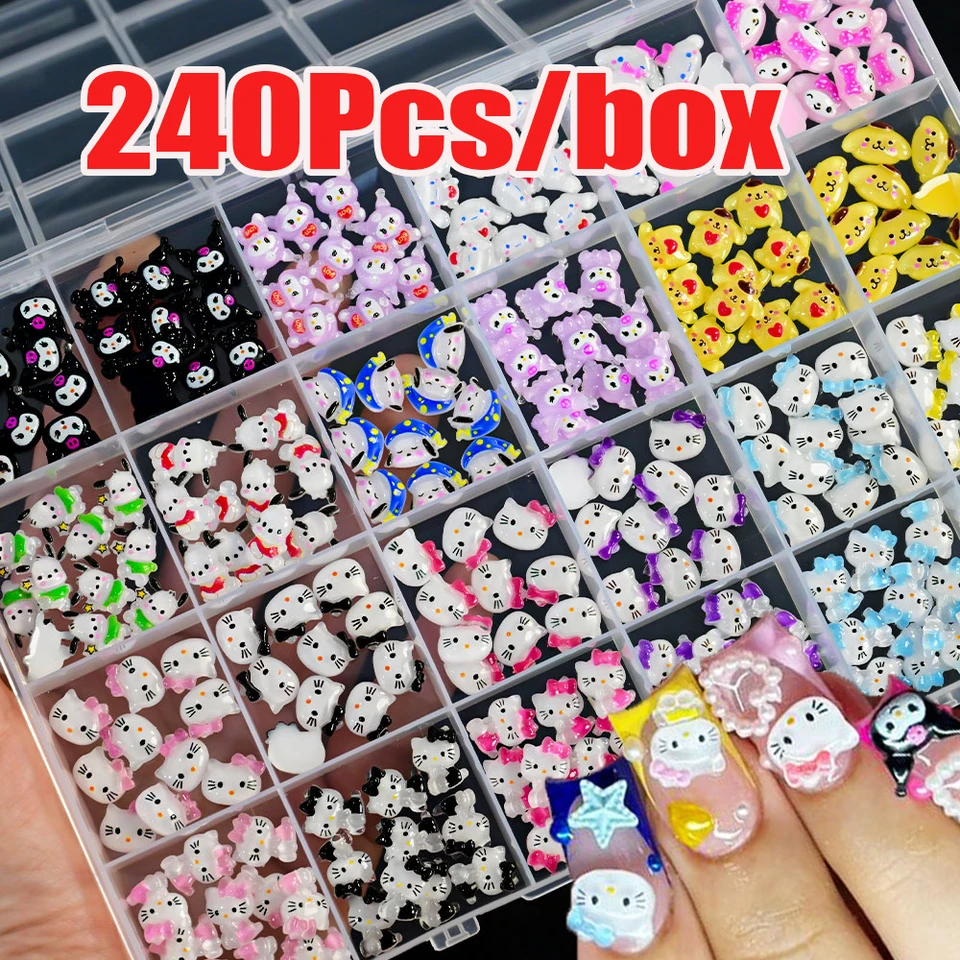 240/70ks kawaii sanrioed kuromi/hellokitty nechtové kúzla 8-10 mm karikatúra Kuromi Hellokitty nechtových dielov DIY Kwaii Nail Crafts