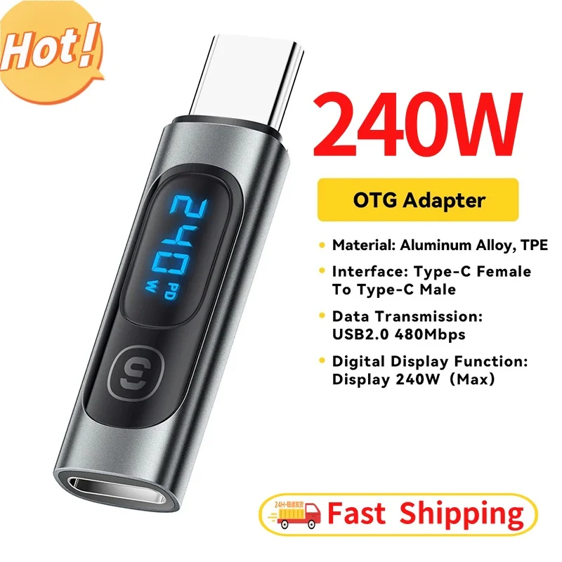 240 W OTG C-Type MESE na konvertor adaptéra typu C-TYPE CONVERTER Vhodný pre tablety Smartphones Rýchle nabíjanie konektorov USB C-typu Nové konektory
