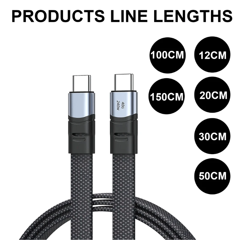 240W USB C Typ C Rýchle nabíjanie a dátový kábel PD240W 40 GBPS/8K60Hz Video pre viac kompatibilných zariadení