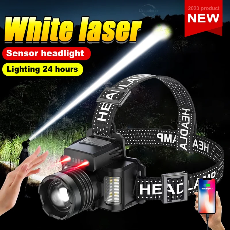 24H Dĺžka bieleho laserového senzora vstavaného 2*18650 Nabíjateľné kempingové kempingové kempingové kempingové kempingové kempingové kemping