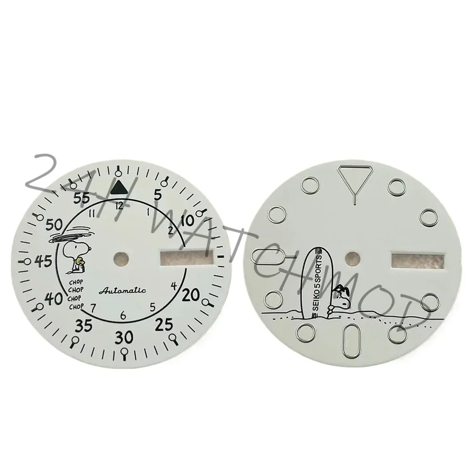 24h-watchmod 28,5 mm kreslený psí číselník vhodný pre pohyb NH36/NH36A Green Luminous Watch Actle