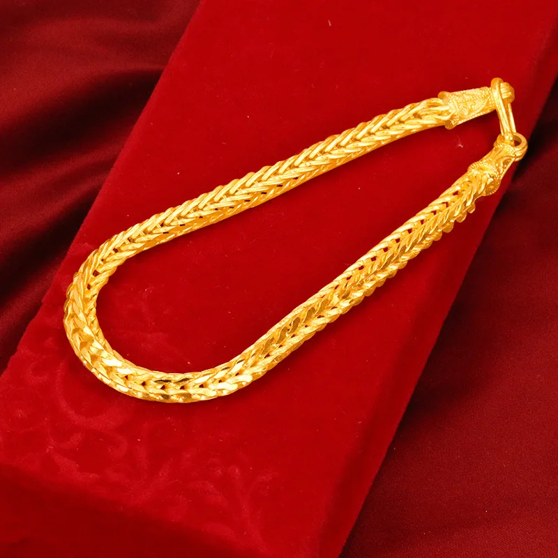 24k Gold -Plated Kýel náramok 21 cm Pánske darčeky