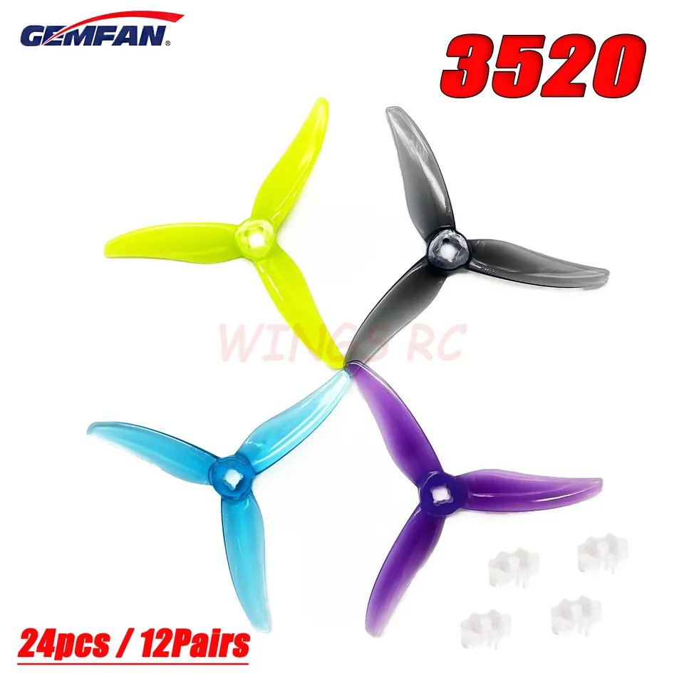 24ks / 12pairs Gemfan hurikán 3520 3,5x2x3 3 3 3 3 Blade / Tri Blade FPV vrtuľový pohon 2204 CW CCW pre 3 '' špáradlo FPV Racing Drone Drone