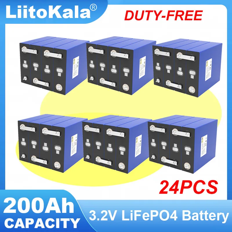 24ks 3,2 V 200 AS LifePO4 batéria lítiumfosforečnanom batérií pre 12 V 24 V RV Campers Golf Cart Off-Road Solar Daň z vetra zadarmo
