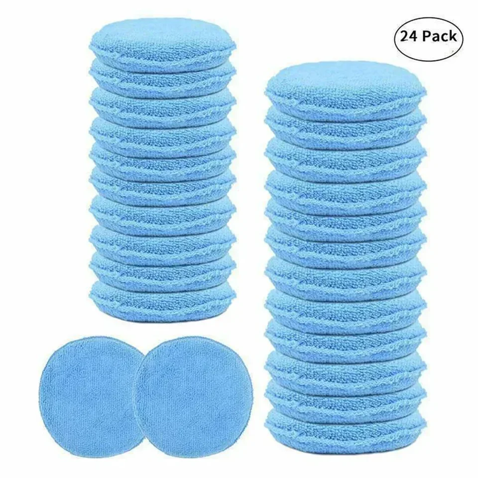 24ks 5 palcov voskovacia špongia modrého okrúhleho aplikátora Easy Cleaning Leštiaca penisová penová penová penová mikrovlákna Univerzálne umývateľné opakovane použiteľné