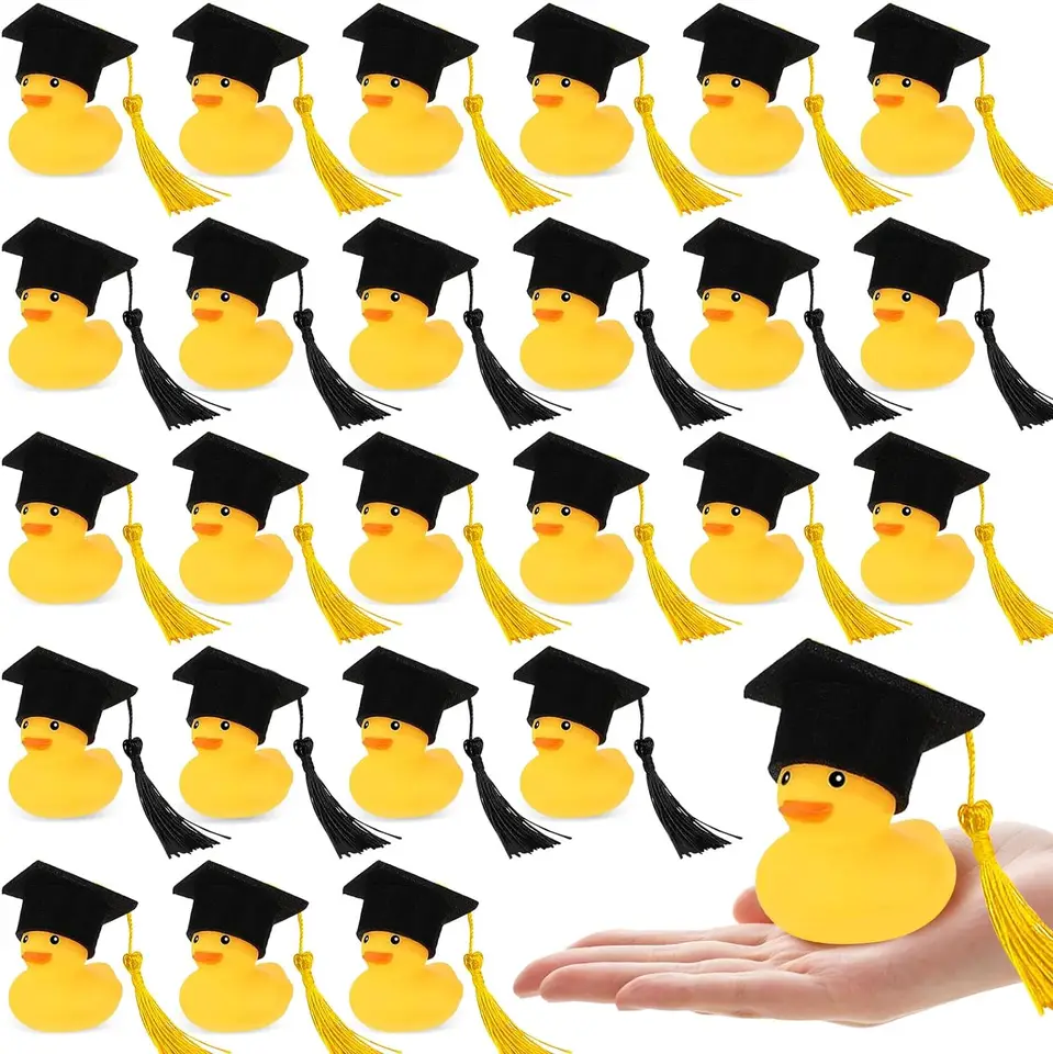 24ks auta ornament Mini promócia gumová kačica s promóciou Tassel Cap Car Dashboard Dishboard Grad Darček