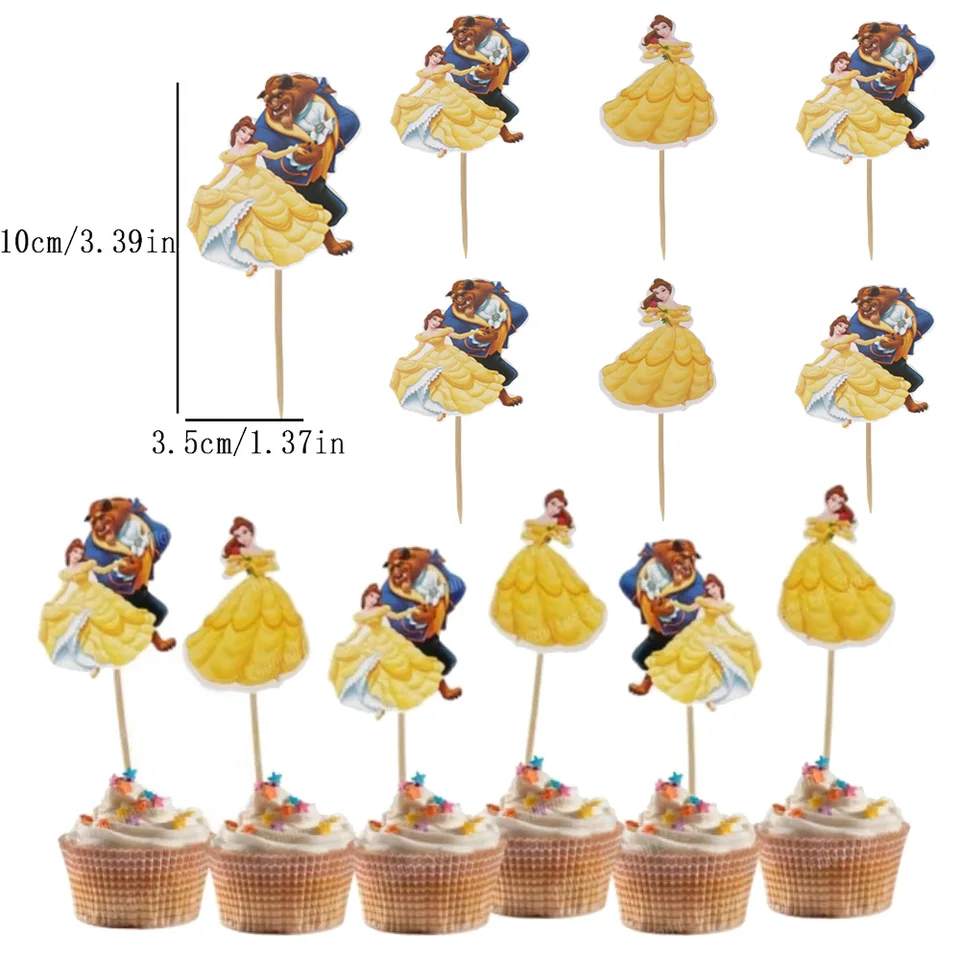 24ks Beauty and the Beast Cake Toppers obaly narodeninové oslavy dekorácia pre deti bábätká