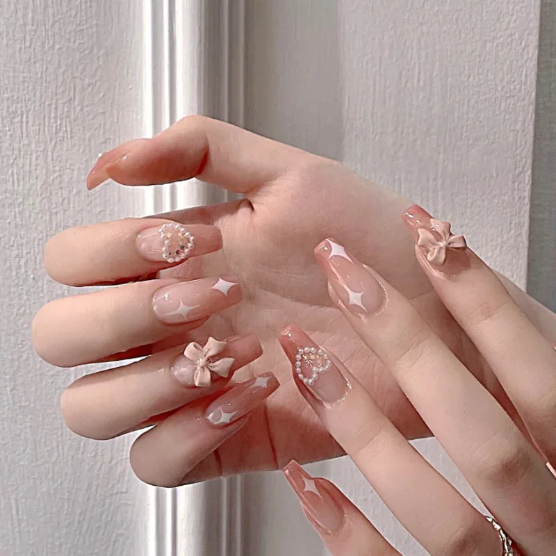 24ks Blush Pink False False Clins Stredná dĺžka Rakva