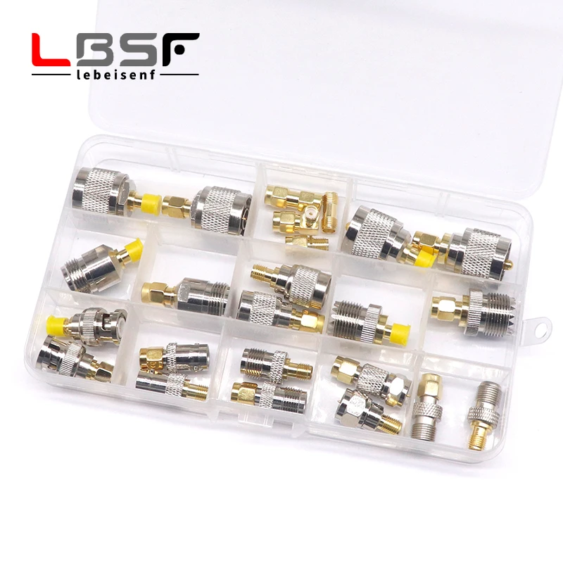 24ks box SMA až N/UHF/BNC/TNC/F/M SMA Series Coaxial RF Adapter Adapter Test Connector Celá meď