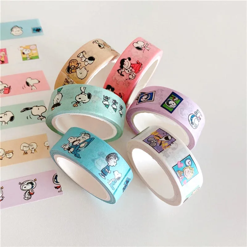 24ks/lot kawaii snoopy washi nálepky pásky karikatúra scrapbooking diy dekoratívny tesniaci nálepka album štítok