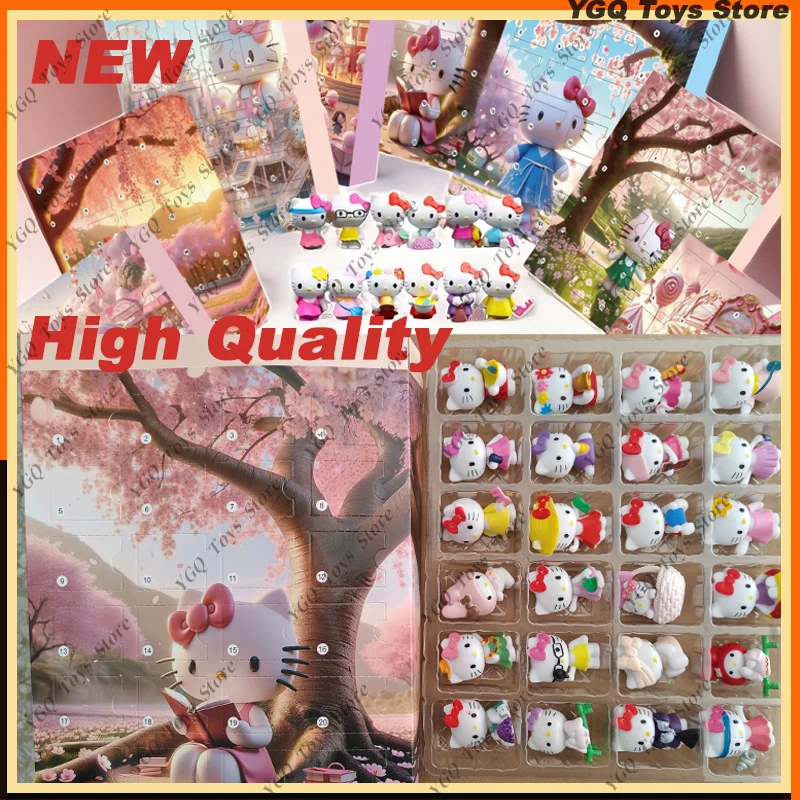 24ks Sanrio Hello Kitty vianočný adventný kalendár anime karikatúra náhodná figúrka ozdoba Kawaii Vysoko kvalitné dievčatá vianočné darčekové hračky