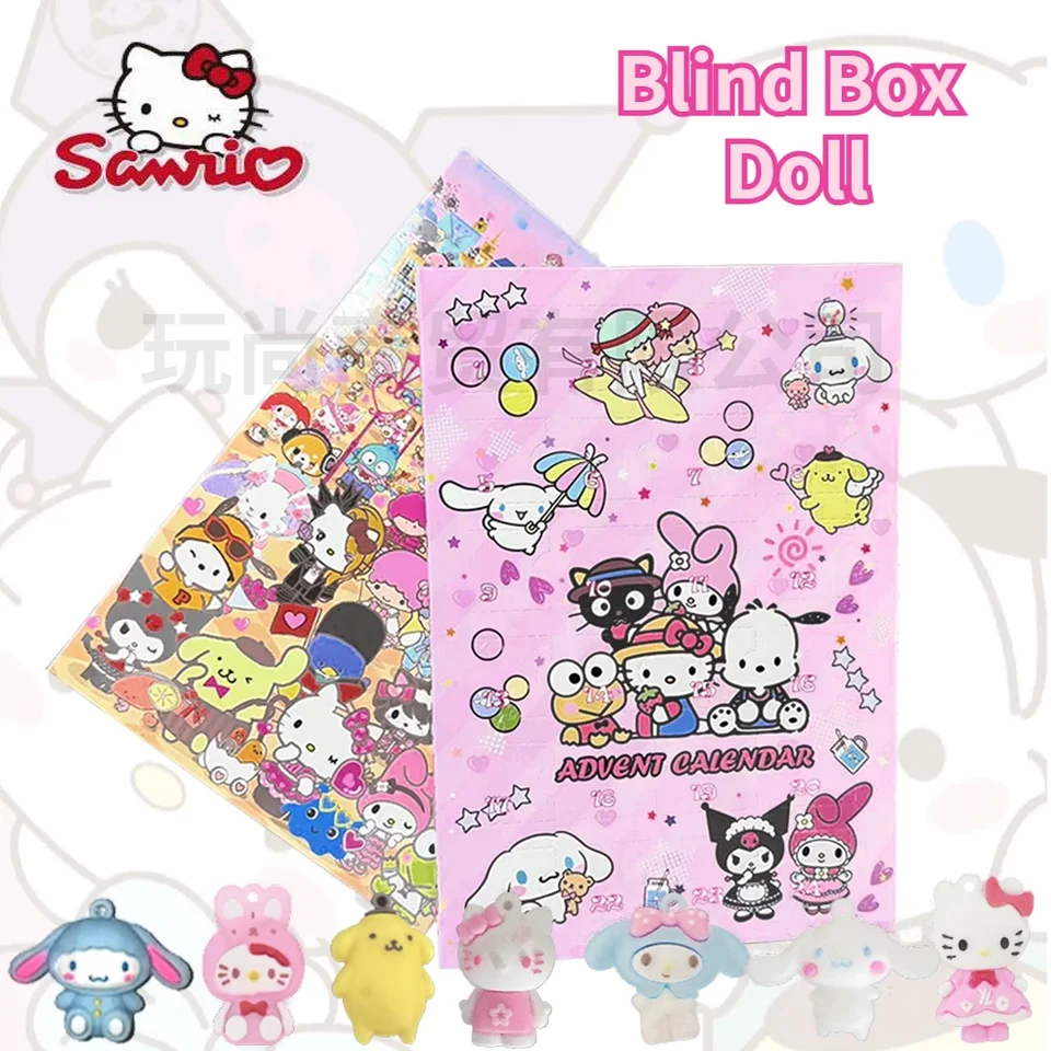 24ks Sanrio Kuromi Hello Kitty Melody Vianoce Advent CALENDAR DETI DETI DETA DETORÁCIA DECORÁCIA Vianočná postava slepá krabica