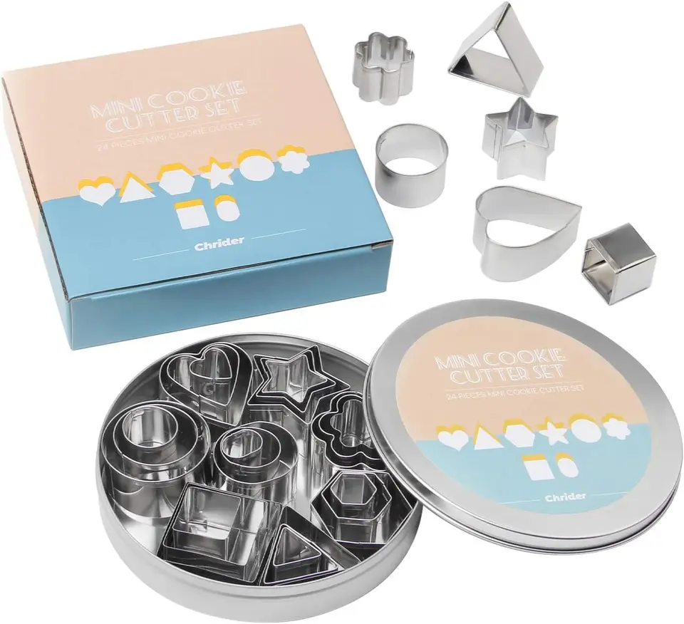 24ks/set z nehrdzavejúcej ocele sušienky sušienky DIY pleseň hviezda srdcový okrúhly kvetový tvare kvetinová rezačka na pečenie plesne náradie ovocná rezová forma