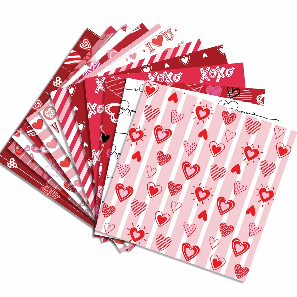 24ks Valentín Deň srdca Love Love Scrapbook Paper Party Darčeky Dekoratívne balenie remeselnícke papiere 30*30 cm