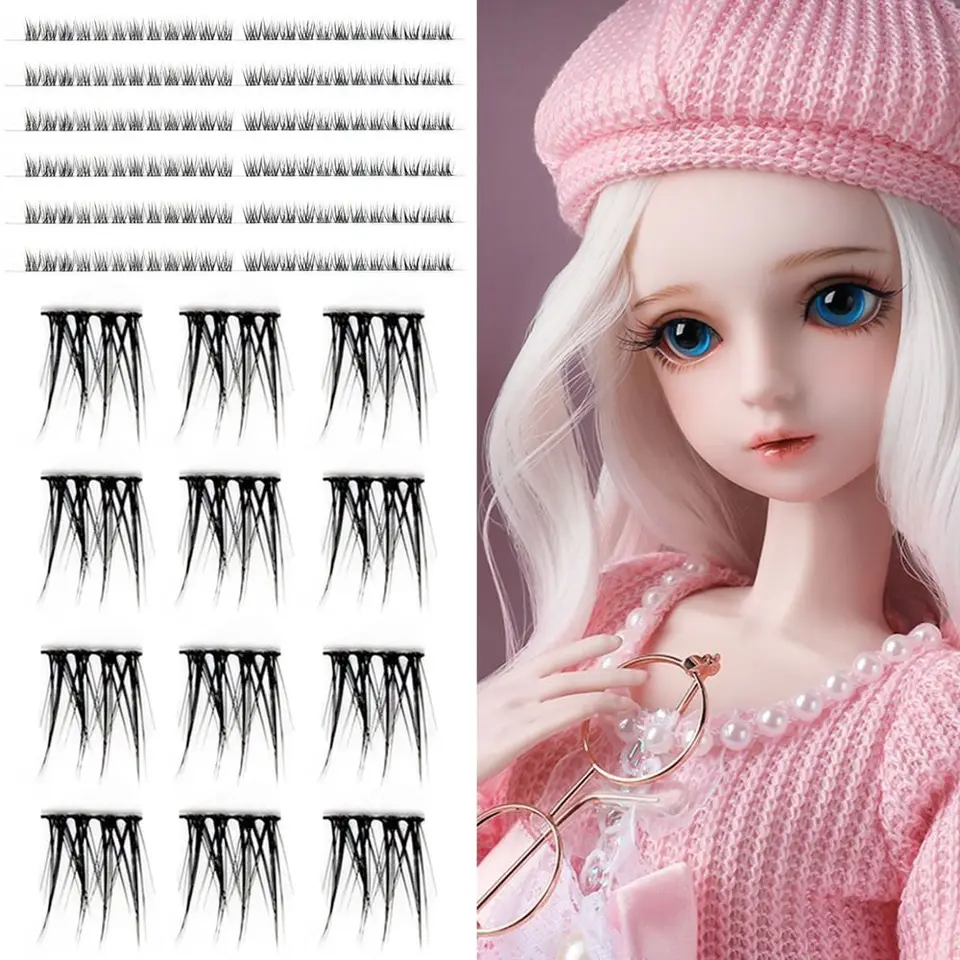 24ks/veľa vysokokvalitnej čiernej bábiky False riasy plastové hračky DECON DEY EYS LASH KIDY DOLAKY DIY DIY