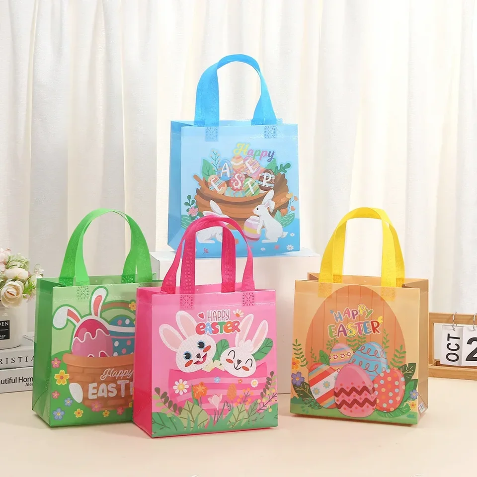 24ks Veľkonočné králičie darčekové tašky Balenie ružová modrá netkaná tkanina Goodie Bags Darčeky krabica taška Detská narodeninová oslava dekorácia