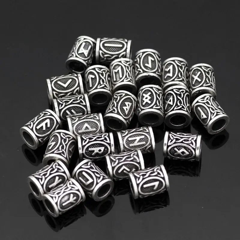 24ks vintage západné pobrežie Paracord nór Viking Rune kovové korálky DIY starožitné náramky vlasy brady