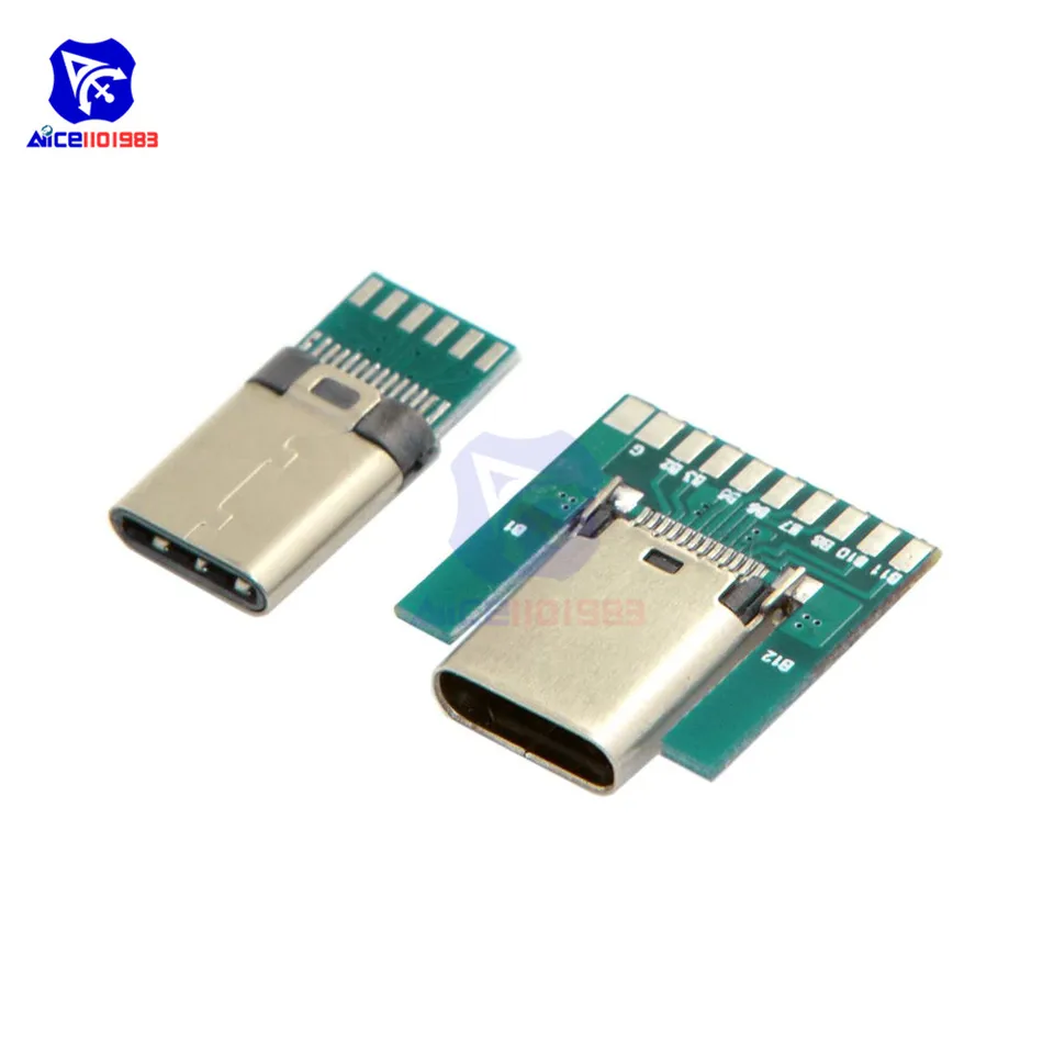 24pin USB 3.1 Typ C Mužská zástrčka ženský konektorový modul SMT Typ s doskou PC