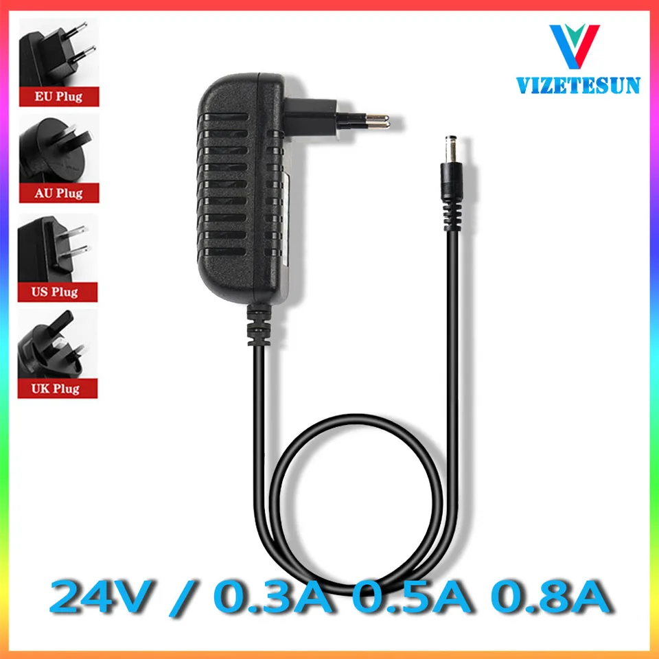24V 0,3A 0,5A 0,8A Monitorovacie zariadenie Power adaptér DC 5,5 * 2,1 mm regulovaný napájací kábel