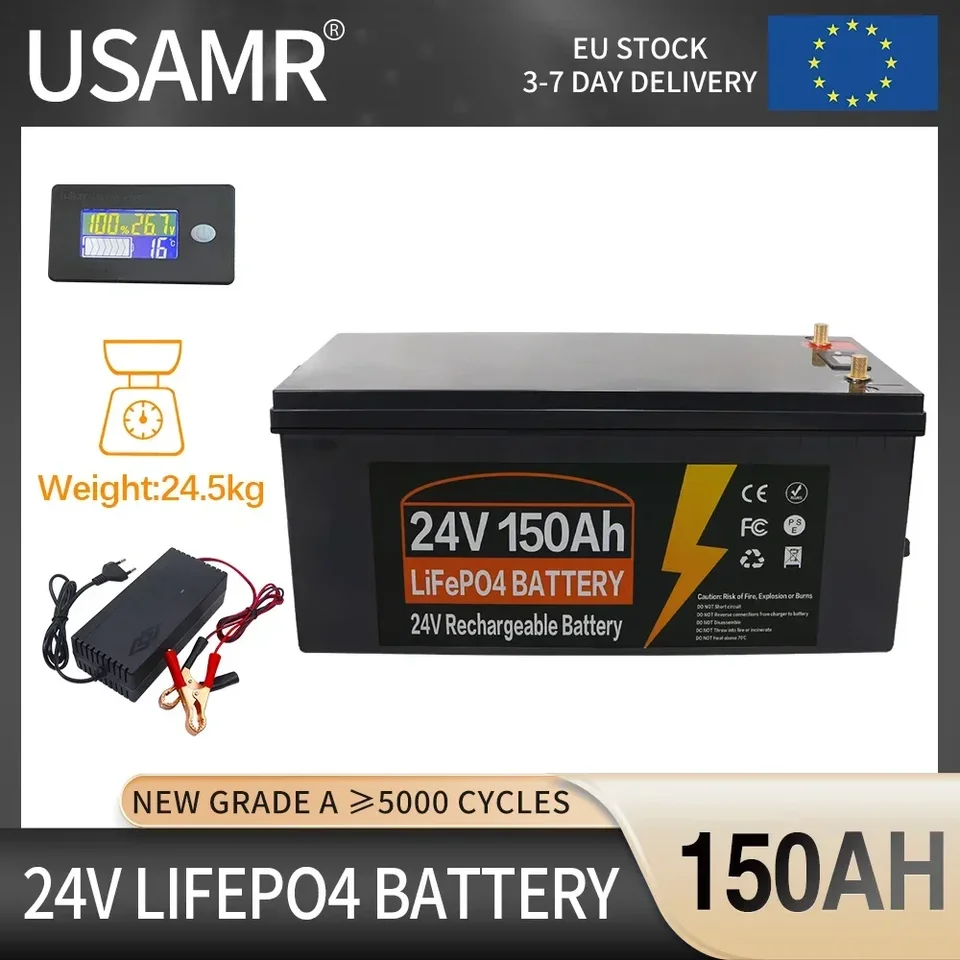 24V 100AH ​​150AH LIFEPO4 Littium Fosforečnerné batérie Vstavané BMS na výmenu väčšiny záložnej energie Sklad