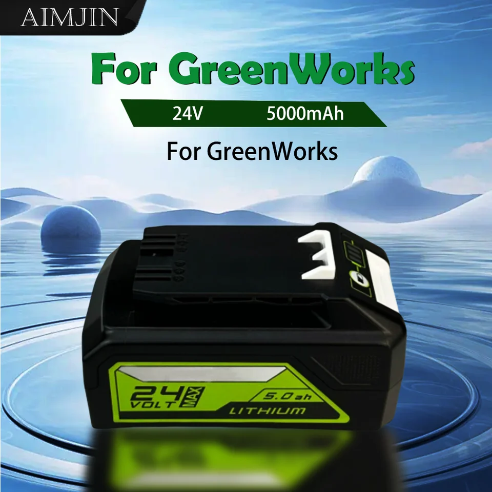 24V 5.0AH lítium ión pre GreenWorks Nabíjateľné elektrické náradie batérie 29842 29852 29322 20362 MO24B410 MO48L4211 100% úplne nový nový nový